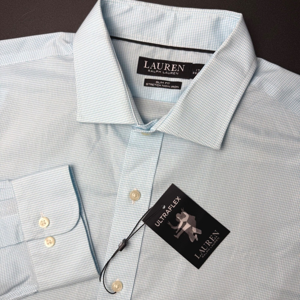 Lauren Ralph Lauren Ultraflex Slim Fit Non Iron Dress Shirt Mens 17‎ 32/33 NEW